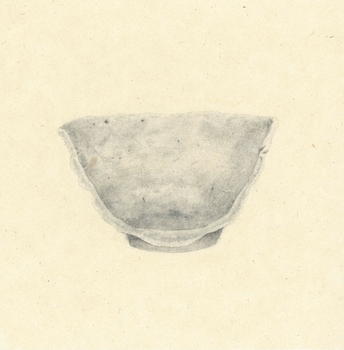 割れた器　152×150mm  紙に油彩　2021