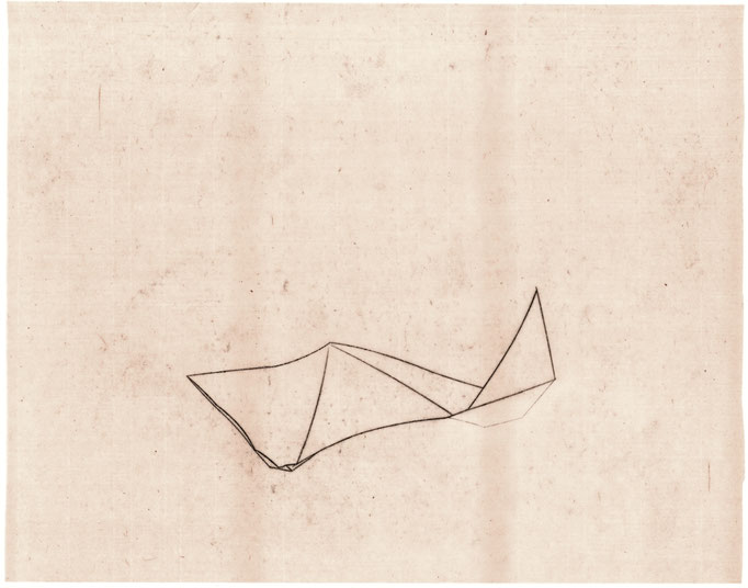 Someone's Origami / 誰かの折り紙　Oil transfer on Paper / 紙に油彩転写　350×275mm　2025