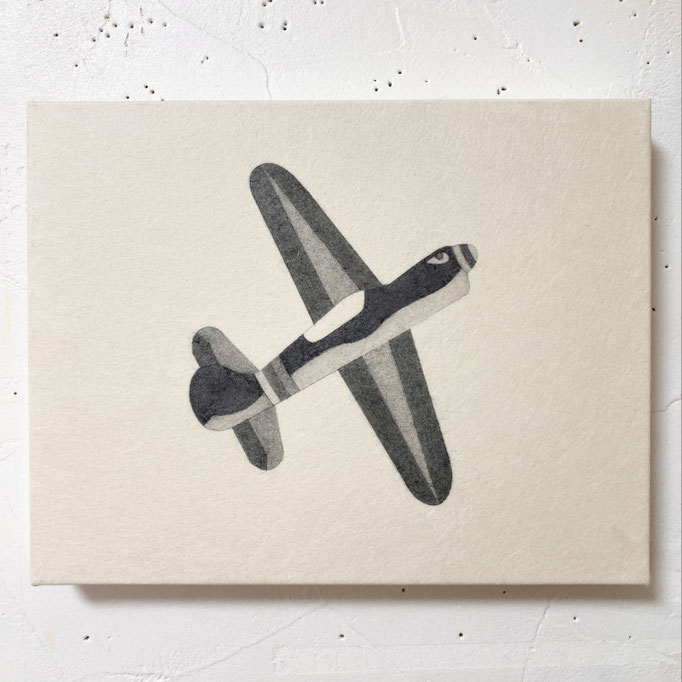 Airplane Guy / ヒコーキ野郎　pencil on paper, panel　140×180mm（F0）2024