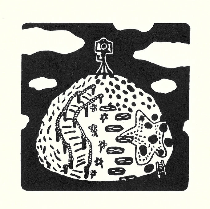 くらげ山 　Linocut　2016