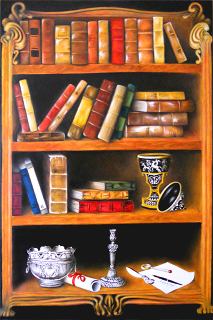 397. "Libreria" Olio su Tela cm.120x80