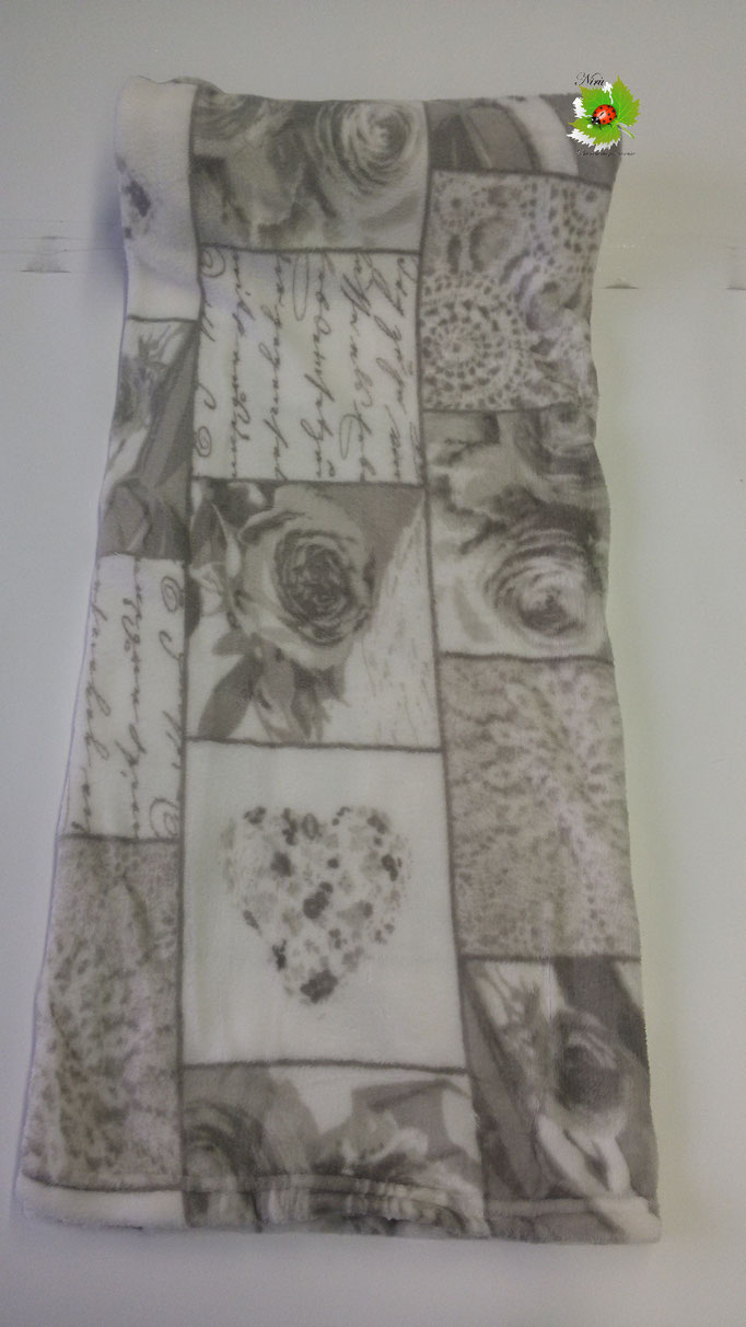 Coperta Plaid in pile patchwork singolo 130x160 cm. Col.Grigio. Art.A618