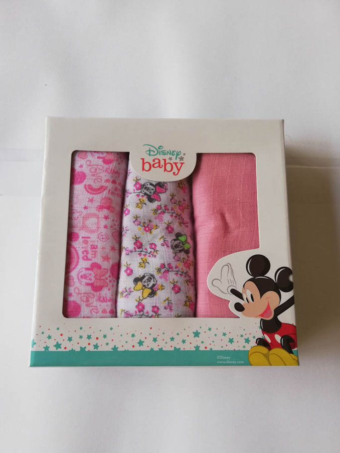 Quadrato di garza 3 teli Disney Baby neonato muslin in cotone. C012