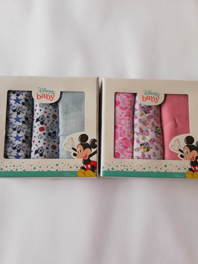 Quadrato di garza 3 teli Disney Baby neonato muslin in cotone. C012