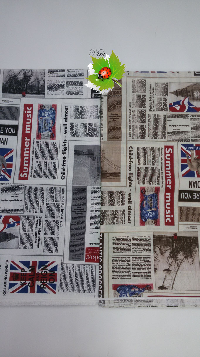 Scampolo tessuto jacquard Dis.Gazzetta di London 280x280 cm . A889