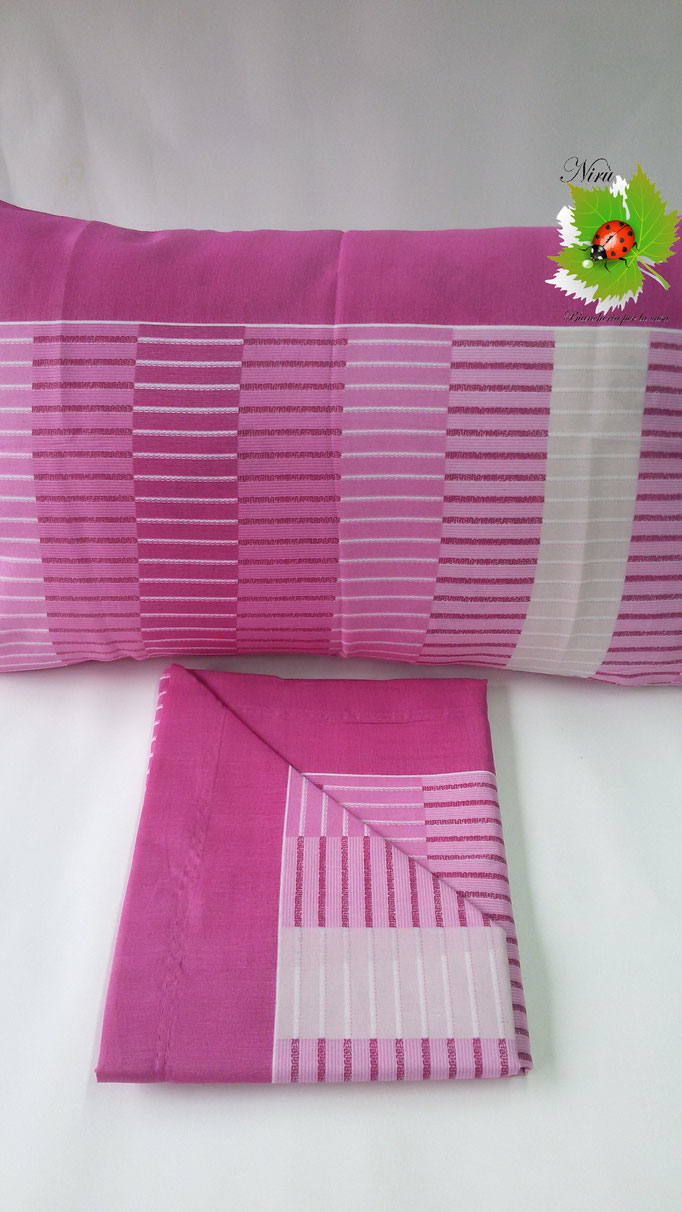 Completo lenzuola in cotone singolo wave. Col.Fucsia. A852