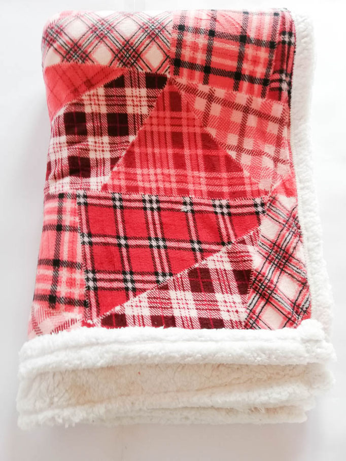 Plaid in pile 3D agnellato caldissimo stampati matrimoniale 200x210 cm. Col.Rosso. D30