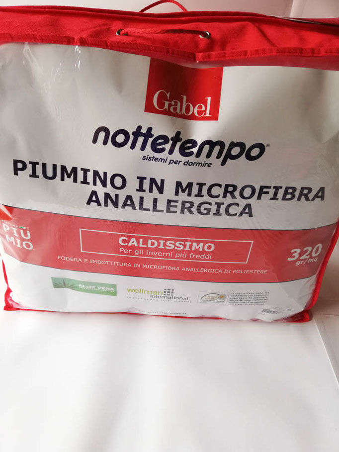 Piumino bianco Gabel in microfbra anallergico 320 gr caldissimo singolo. B696