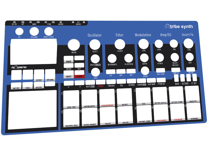 Xtribe Blue, Instrument Overlay von mxpand - für Korg Electribe 2 (E2), Synthesizer, Groovebox, Sequencer, hochwertige Bedien-Schablone/Skin/Folie, EMX-1