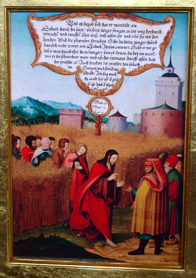 Les Pharisiens reprochent aux disciples  de Jésus d'arracher des épis le jour du Sabbat