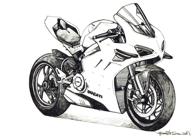 バイクの白黒イラスト