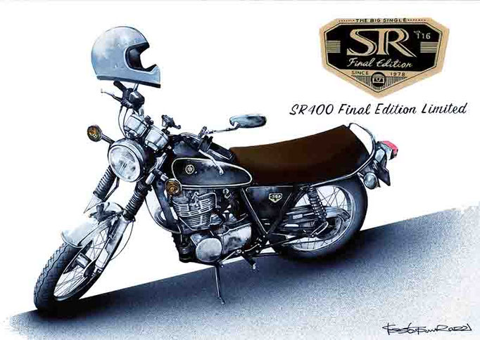 SR400を手描きで描いたイラスト