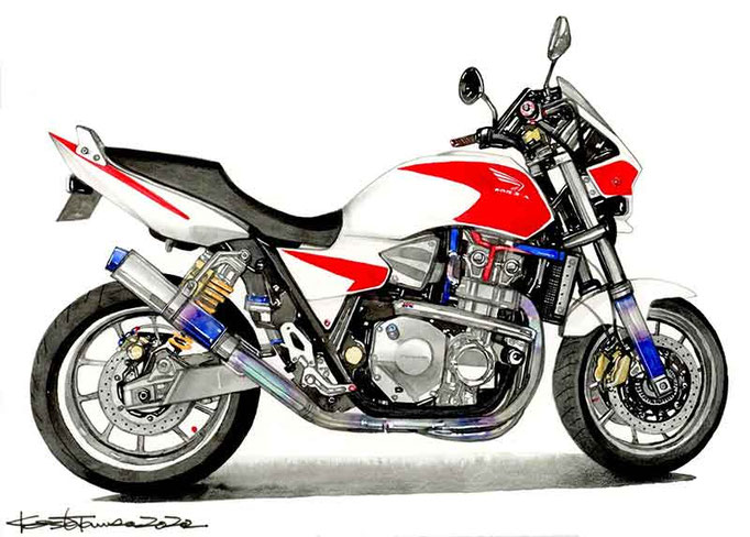 バイクの手描きイラストオーダー制作
