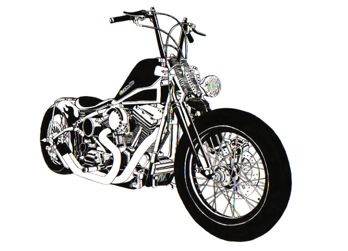バイクの墨絵