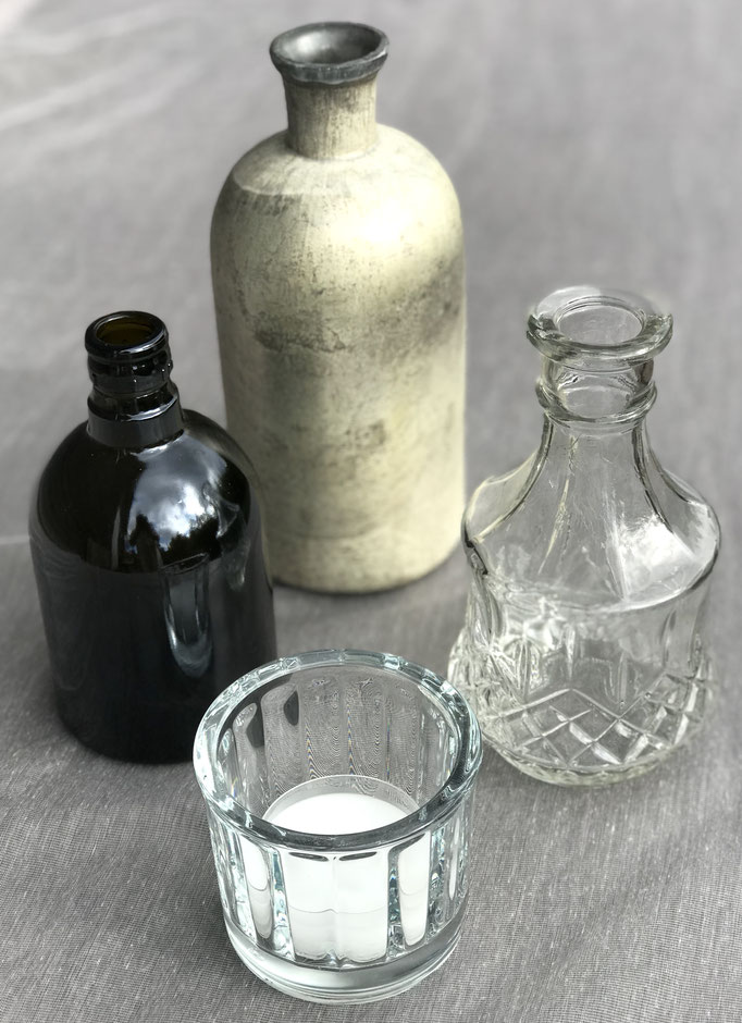 Glasflaschen Farbe und Transparent / Teelicht