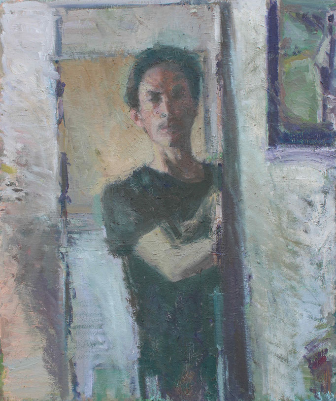 Autoportrait. By Nicolas Borderies, oil on canvas, 55 x 46 cm, 2021.