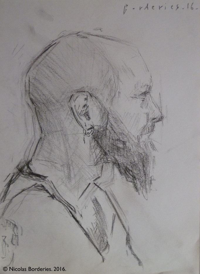 Portrait de Monsieur D. By Nicolas Borderies, graphite on paper, 29,7x 21 cm, 2016.