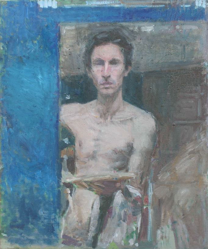Autoportrait. By Nicolas Borderies, oil on canvas, 55 x 46 cm, 2021.