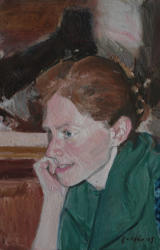 Portrait de Mademoiselle V, By Nicolas Borderies, oil on canvas, 41 x 27 cm, 2012. 