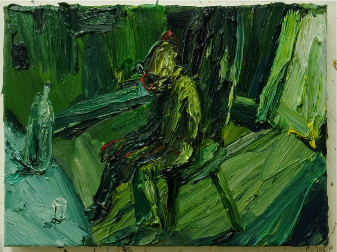 Der Trinker Öl auf Leinwand  30 x 40 cm