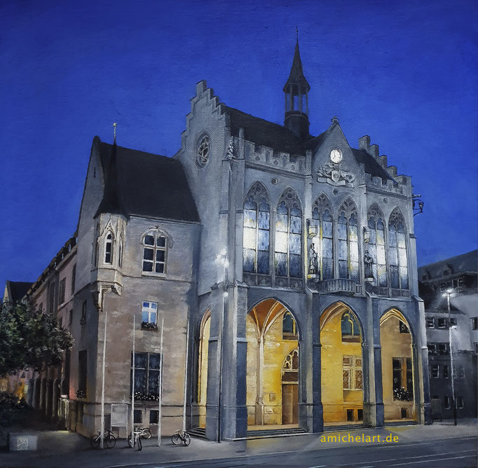 Das Erfurter Rathaus - 2020, 40 x 40 cm,  Öl auf Karton