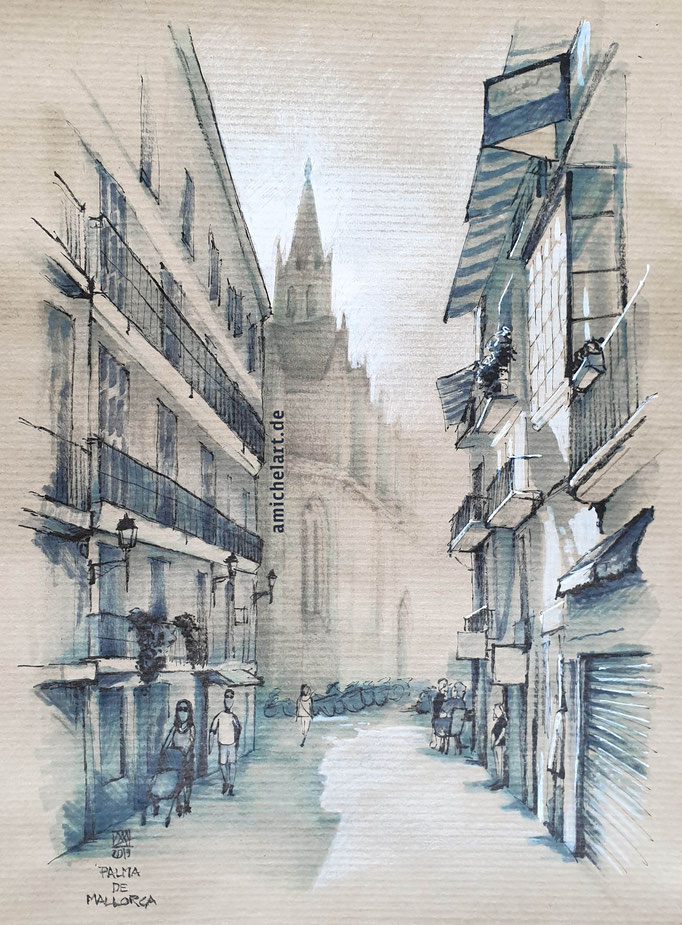 Palma de Mallorca - 2019, 21 x 29 cm, Filz-/Buntstift auf Papier