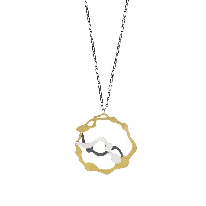 Denisa Piatti-Sea Oak necklace- Silber geschwärzt, Messing