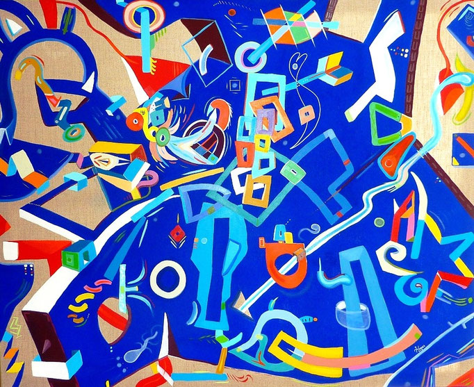 " Lapislázuli " 81x100 cm acrylique et huile sur toile. 2013