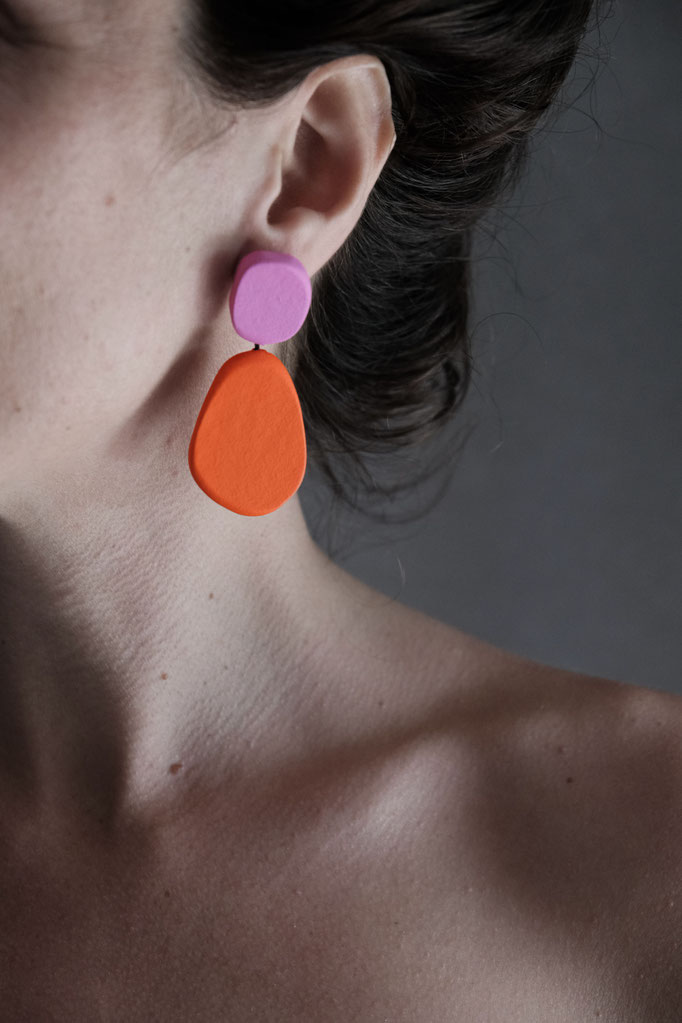 Roxi earrings drop orange pink 6cm sterling silver post