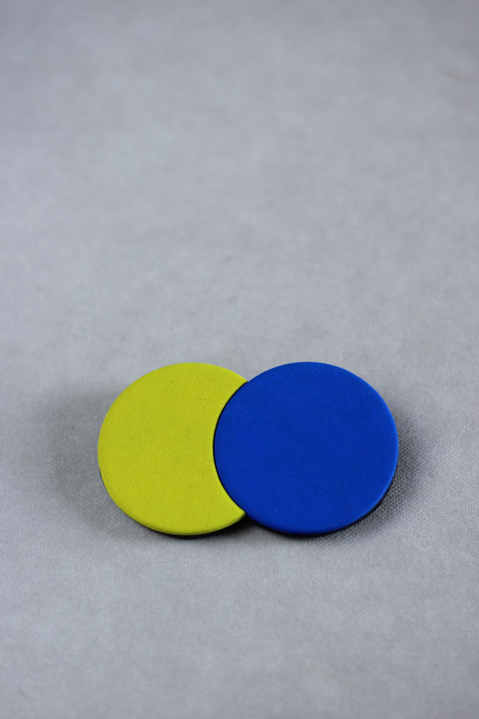 Celeste double brooch 8,5cm chartreuse blue with magnetic or pinback closure