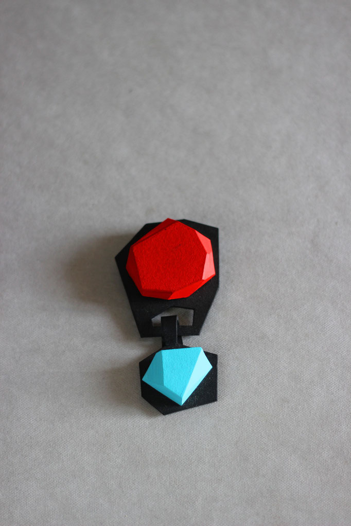 Kristl brooch double red turquoise with magnetic or pinback closure