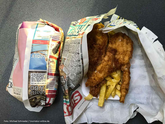 "Fish&Chips" gibt es im Original im Zeitungspapier 