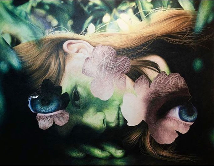 Pretend you're like a flower (2019), kleurpotlood op papier, 45 x 57 cm.