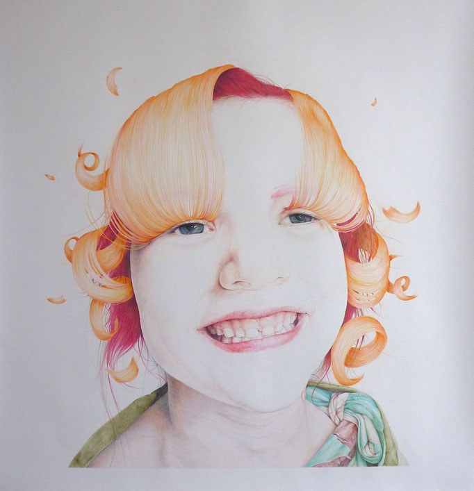 Happy ever after (2016), kleurpotlood op papier, 120 x 120 cm