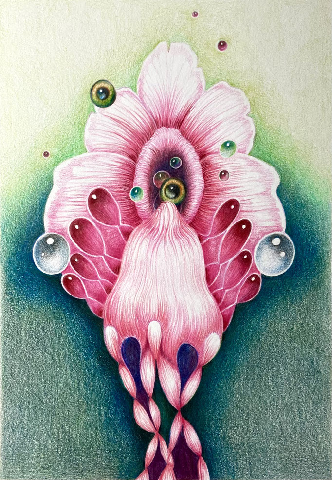 zonder titel (2026), kleurpotlood op papier, 27 x 20 cm