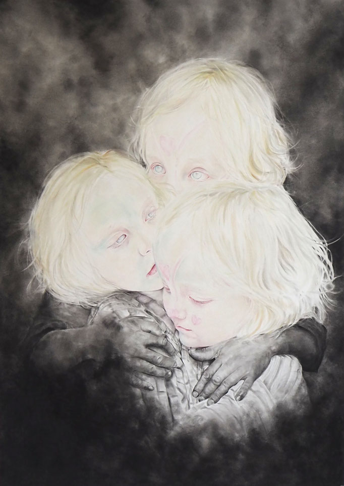 One (2018 - 2020), panpastel en kleurpotlood op papier, 150 x 110 cm