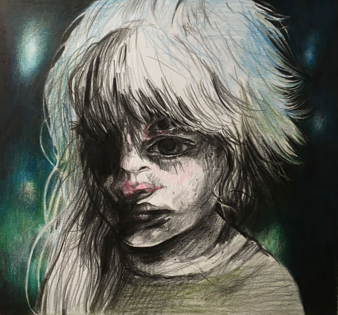 Are you just like me... (2019), kleurpotlood op papier, 23 x 23 cm