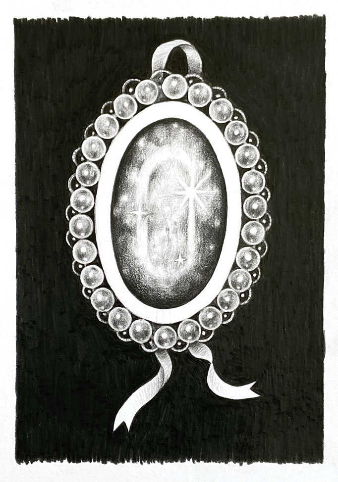 without title (2023), zwart kleurpotlood op papier, 21 x 15 cm.