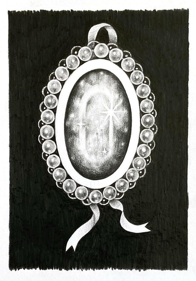 zonder titel (2023), zwart kleurpotlood op papier, 21 x 15 cm.