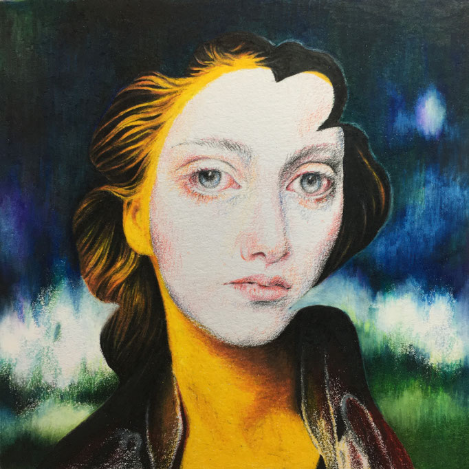 Shine baby shine (2020), colored pencil on paper, 13 x 13 cm
