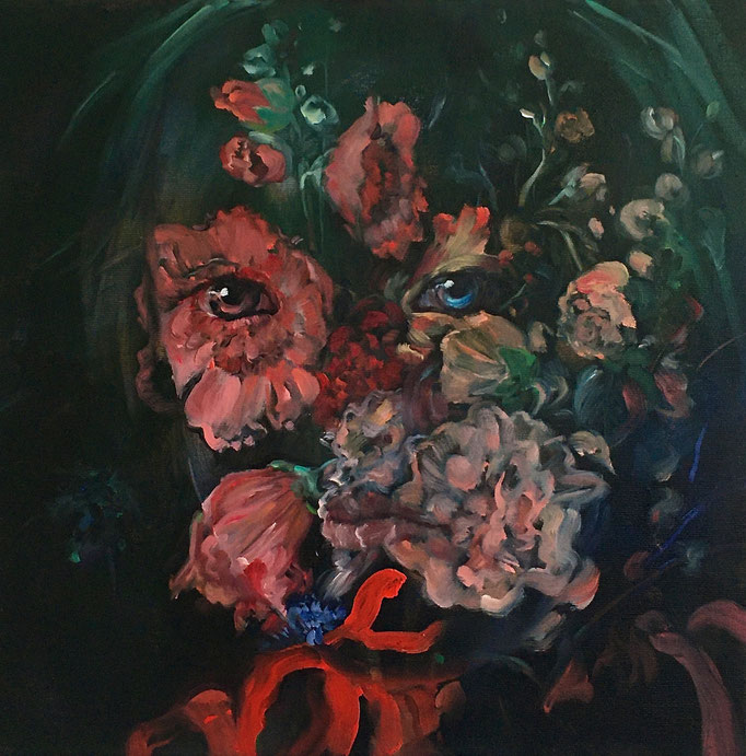 Where the wild roses grow, oil on linen, 45 x 45 cm
