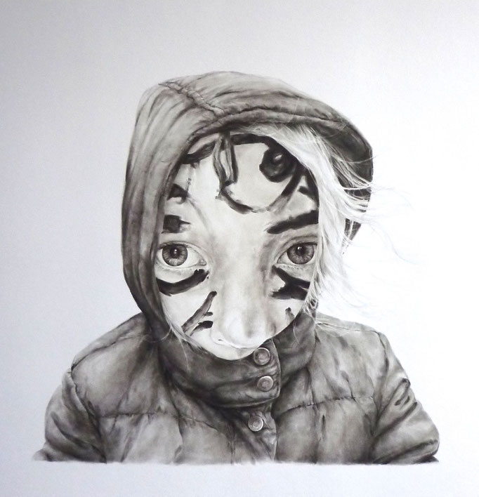 The hideout (2017),panpastel on paper, 70 x 70 cm