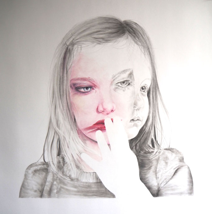 You and me (2018), panpastel and color pencil on paper, 95 x 95 cm