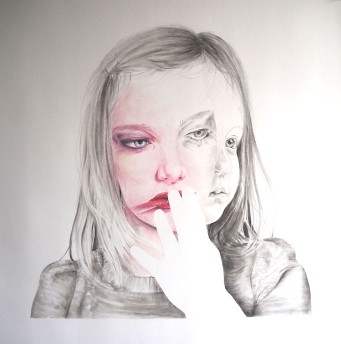 You and me (2018), panpastel en kleurpotlood op papier, 95 x 95 cm
