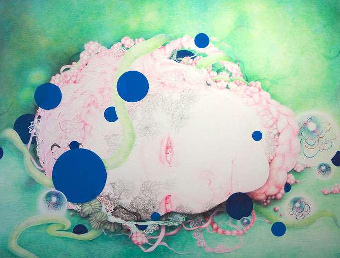What if this is just a dream (2017-2020), coloredpencil on paper, 90 x 70 cm