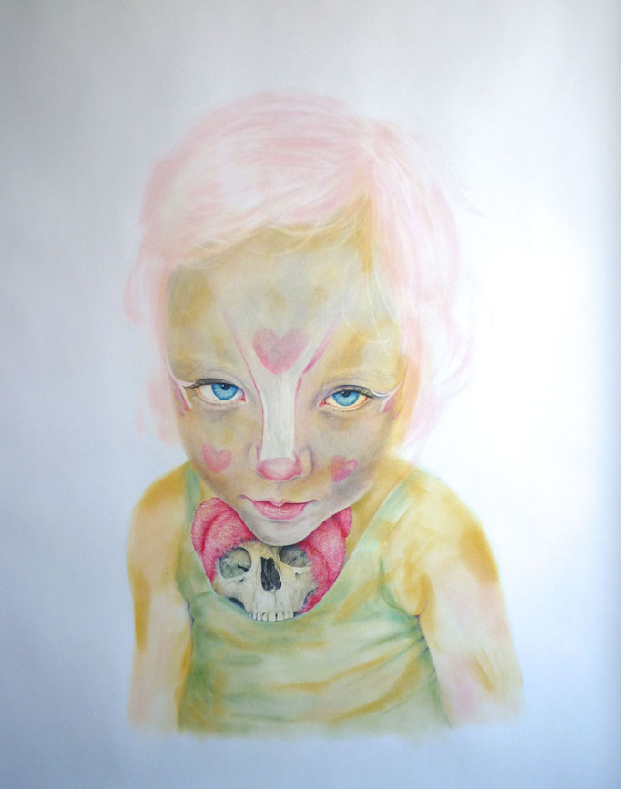Death and the maiden (2017), panpastel en kleurpotlood op papier, 100 x 80 cm