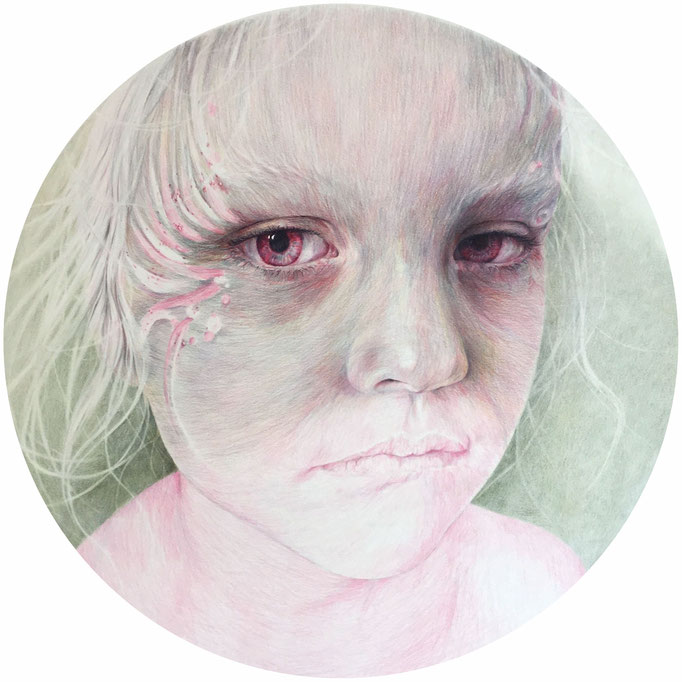 Sorrow (2017), color pencil on paper, diameter 64 cm