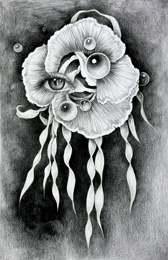 zonder titel (2026), zwart kleurpotlood op papier, 29 x 20 cm