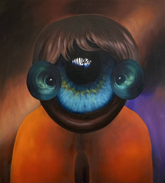 Dubbel Oog (2022/23) ,olieverf op linnen, 100 x 90 cm.