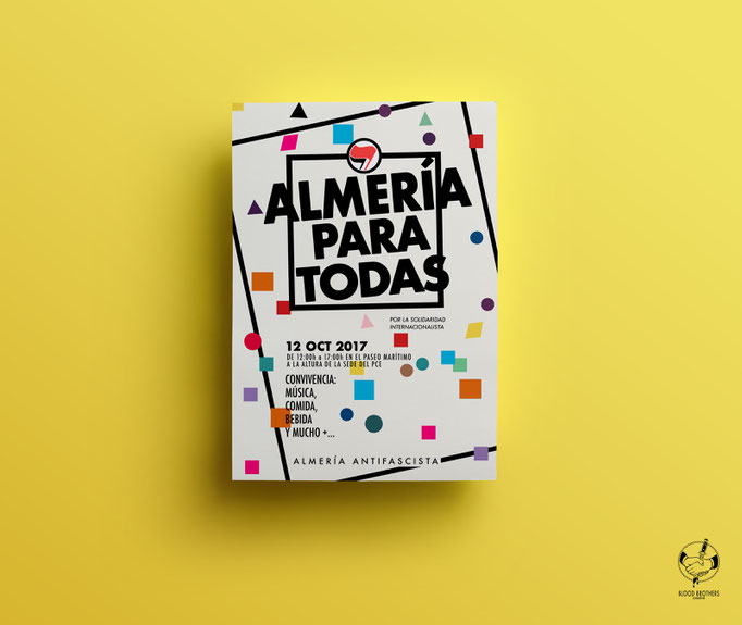 Cartel "Almería para todas". Plataforma Antifascista Almería.